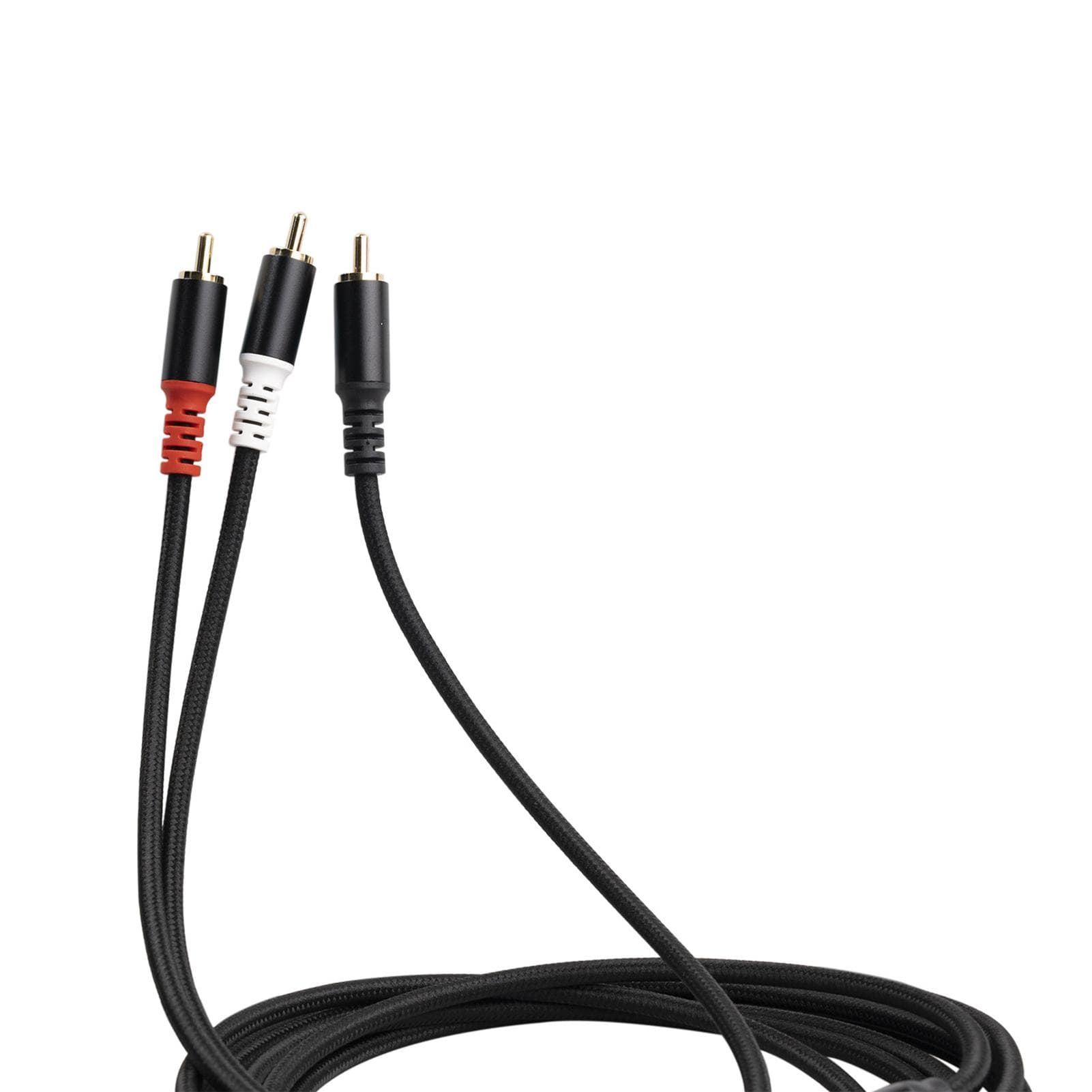 Cable RCA Y 1 RCA macho a 2 RCA macho Cable de audio estéreo Amplificador de 16.4 pies chapado en oro con doble blindaje negro