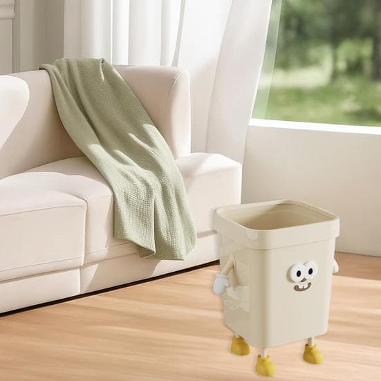 Contenedor de Basura Doméstico Yousheng Contenedor de Basura de Dibujos Animados con Ojos Manos Piernas 7L/12L/16L Lindo Cubo de Basura sin Tapa para