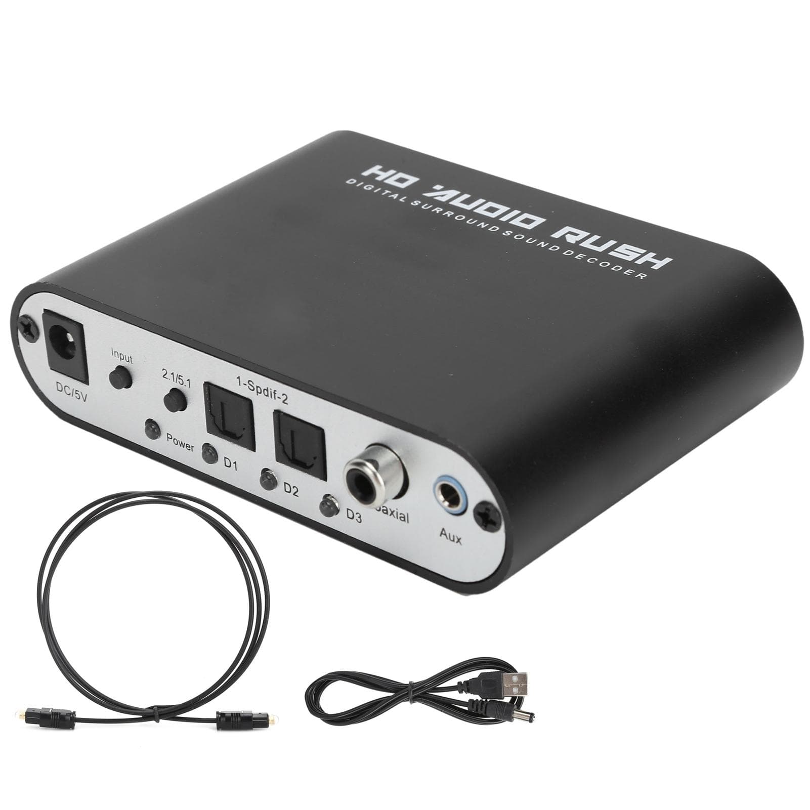 Convertidor DTS 5.1 canales AC-3 o Decodificador Digital Óptico Coaxial a Analógico o para Cine en Casa Sala de Conciertos