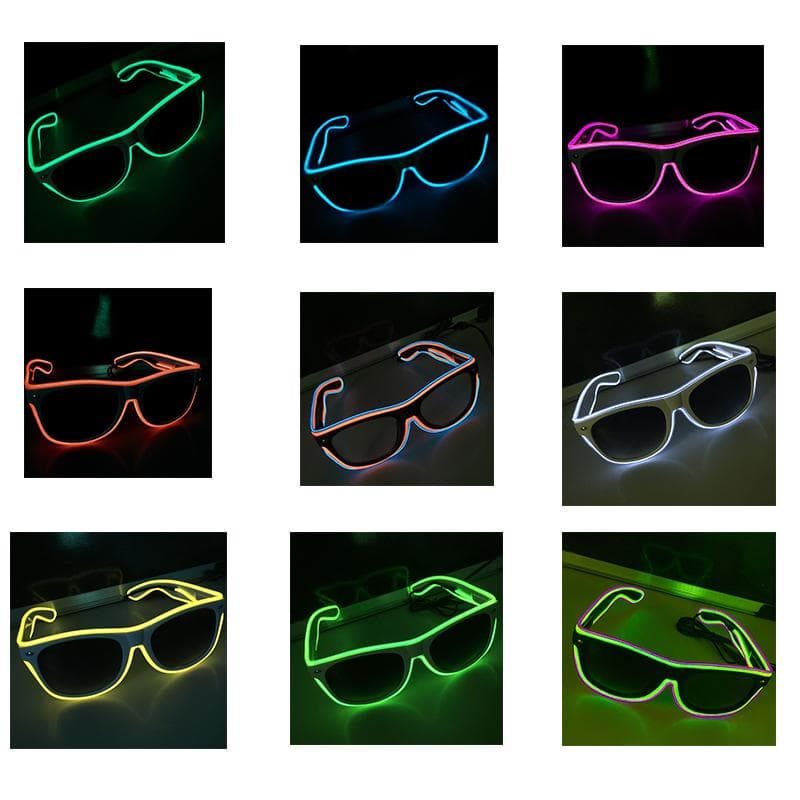 Gafas de sol LED con cable EL intermitente, con certificación CE, iluminación decorativa para fiestas, regalo clásico, con luz LED brillante para