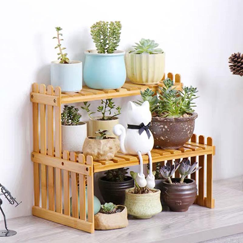Estante de almacenamiento de madera para artículos diversos, maceta de plantas y flores, soporte de exhibición, organizador de escritorio, estantes