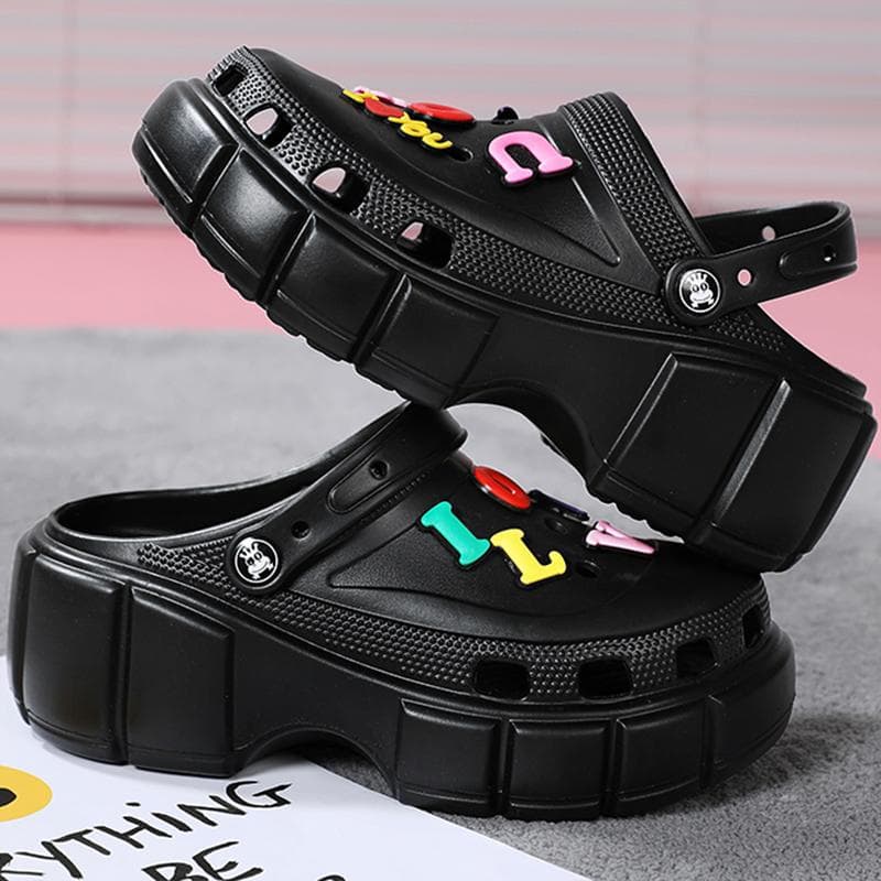 Sandalias de verano para mujer y parte inferior suelta de fondo grueso, taburete ultraligero, sandalias de playa de Color puro cm verde