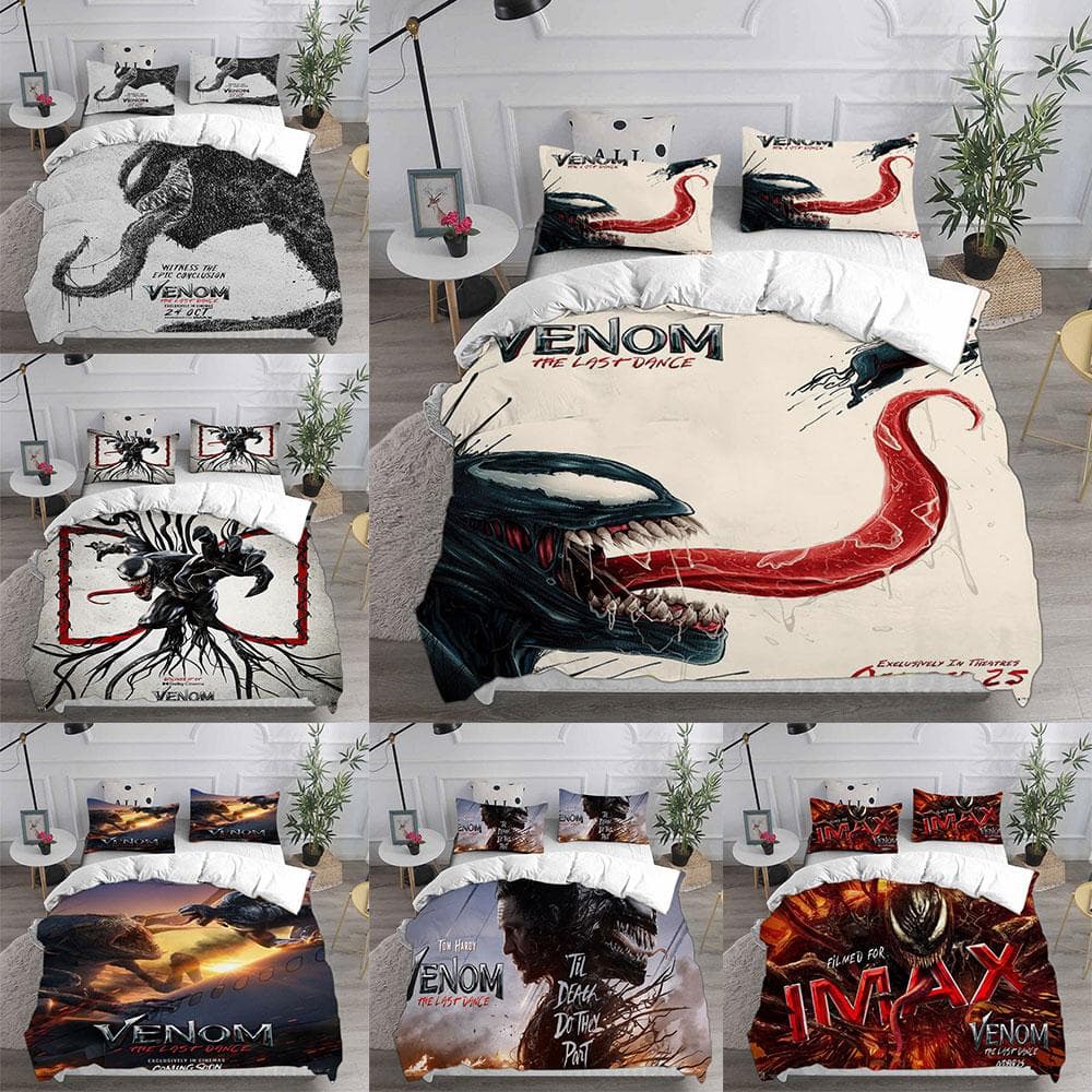 Juegos de Cama Venom The Last Dance Funda Nórdica Suave Cubrecama Cubierta de Edredón Funda de Almohada Juegos de 2-3 Piezas Tamaño Niño Adulto