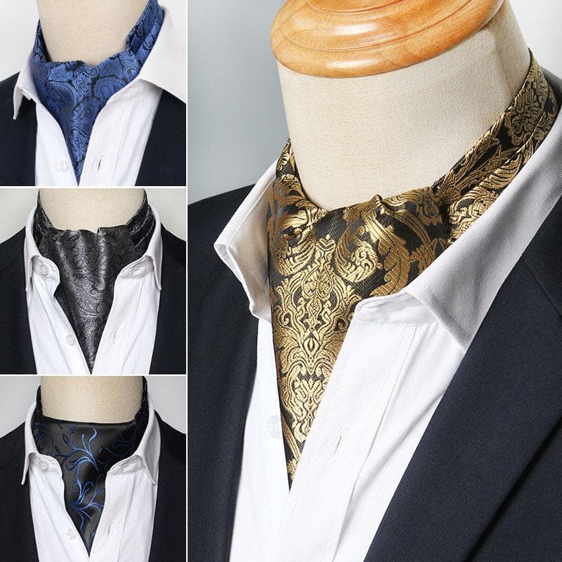 Elegante Bufanda para Hombre Bufanda de Seda para Traje Retro Británico de Moda Bufanda para Escote de Camisa Bufanda de Negocios de Primavera Otoño