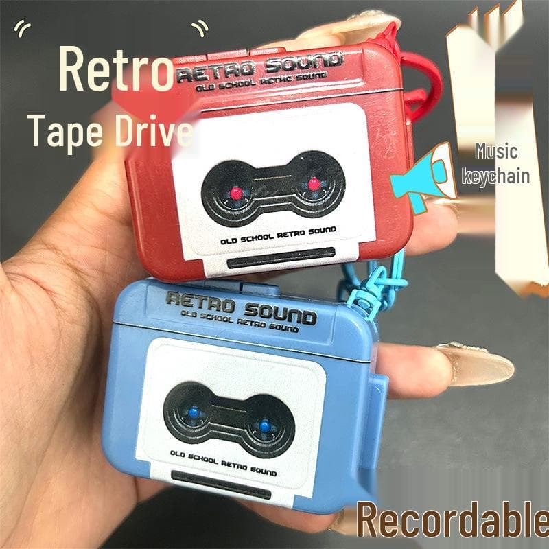 Llavero Walkman Grabadora de Casete Retro: Mini Reproductor de Música y Grabadora azul