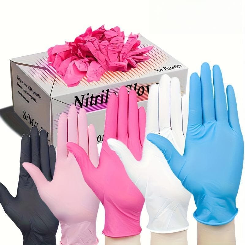Guantes de Nitrilo Desechables Multicolor, Esenciales para Cocina, Cuidado de Mascotas, Teñido de Cabello, Nail Art y Preparación de Alimentos color