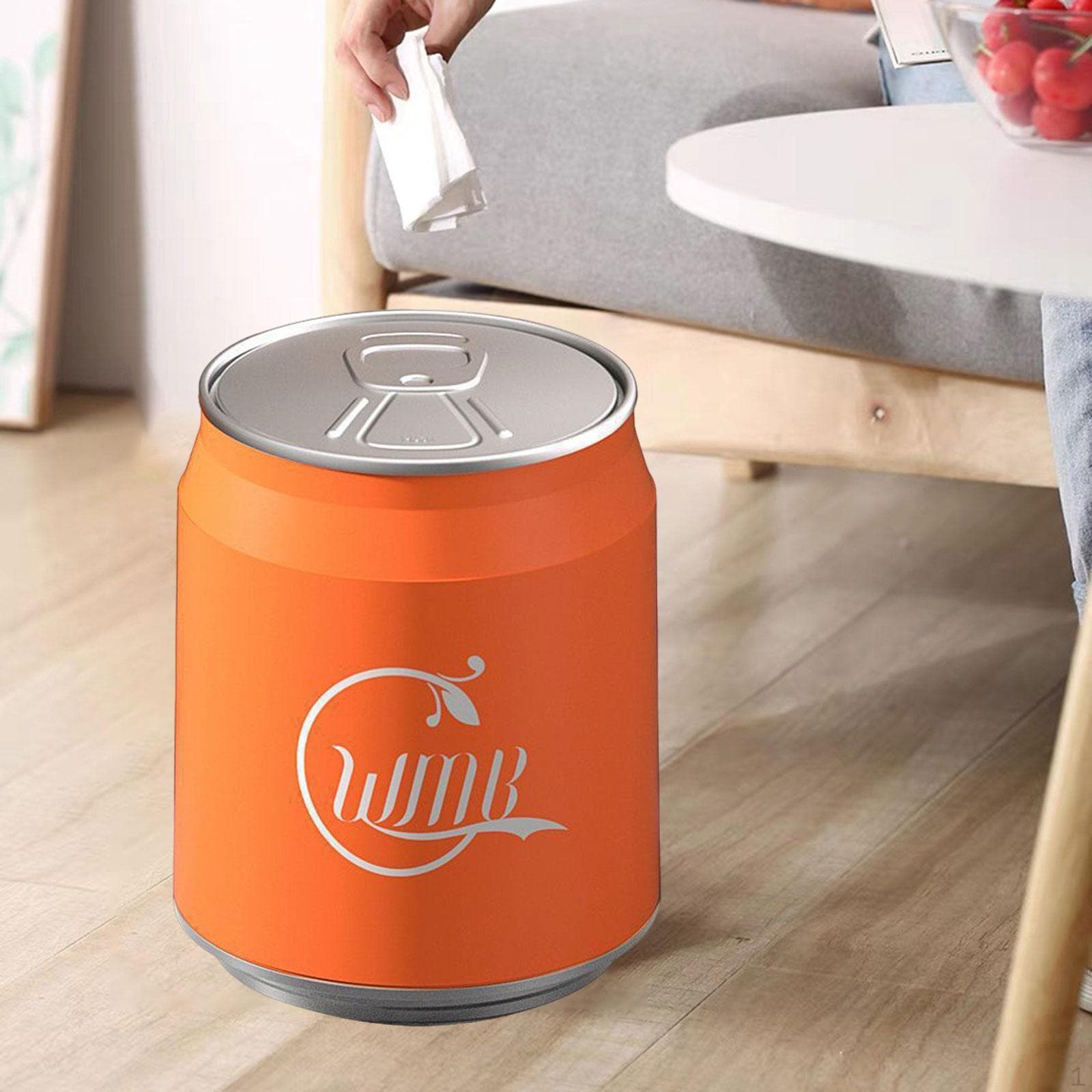 Papelera Creativa con Forma de Lata de Refresco Redonda Pequeña con Tapa de Presión Tipo Basura para Baño