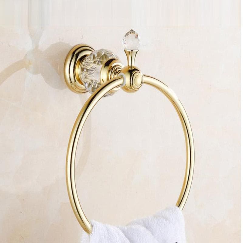 Soporte de Toalla de Cristal de Lujo Cromo Anillo de Toalla Redondo Montado en la Pared Estante de Toalla Barra Soporte Accesorios de Baño Clásicos