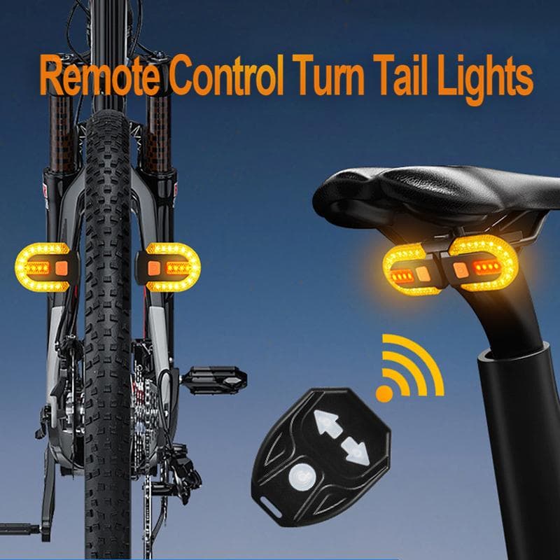 Luz trasera de señal de giro para bicicleta, luces remotas LED recargables por USB, lámpara trasera inalámbrica para bicicleta, luz trasera para
