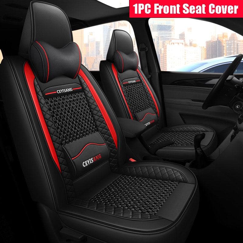 Funda de asiento delantero de cuero PU Ice Silk, duradera, transpirable, antideslizante, Protector Universal para las cuatro estaciones, cojín para