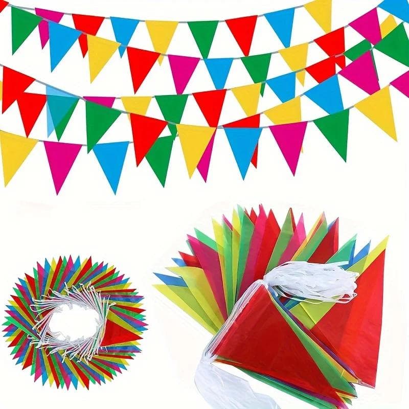 500/300/100 Piezas Banderas Banderines Coloridos Banderas Triangulares, Guirnalda para Fiesta de Cumpleaños Temática, Aniversarios de Eventos al