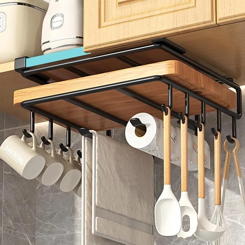 Colgador de Almacenamiento de Cocina Ganchos de Hierro Estante Rejilla Colgador Multifunción Para Gadgets de Cocina Gabinete Alacena Organizador de