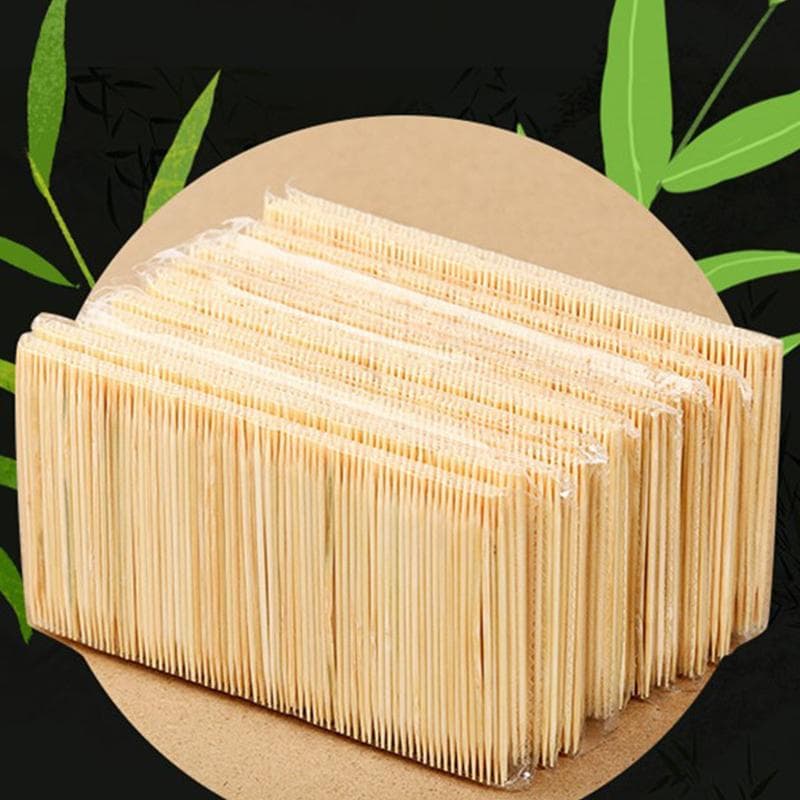 100 Piezas Palillo de Dientes de Bambú Desechable para el Hogar, Bambú para Restaurante, Camping, Palillo Fino, Uso Doméstico, Doble Cabeza,