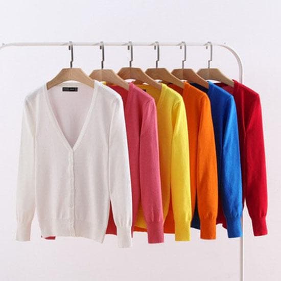 Suéter fino de otoño e invierno para mujer, suéter de punto para mujer, cárdigan, chal, manga larga, cuello en V, abrigo corto cm