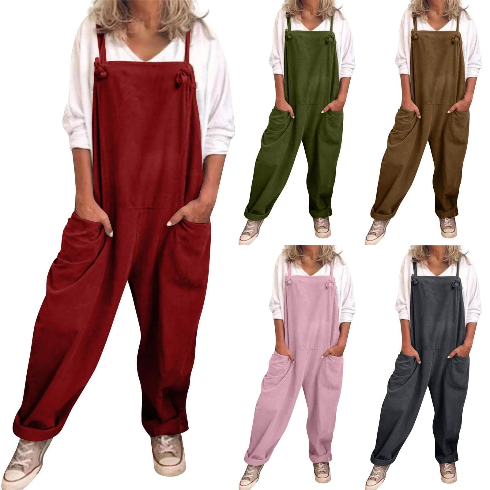 Mono de talla grande para mujer, mono informal holgado, mono holgado cm color rosa