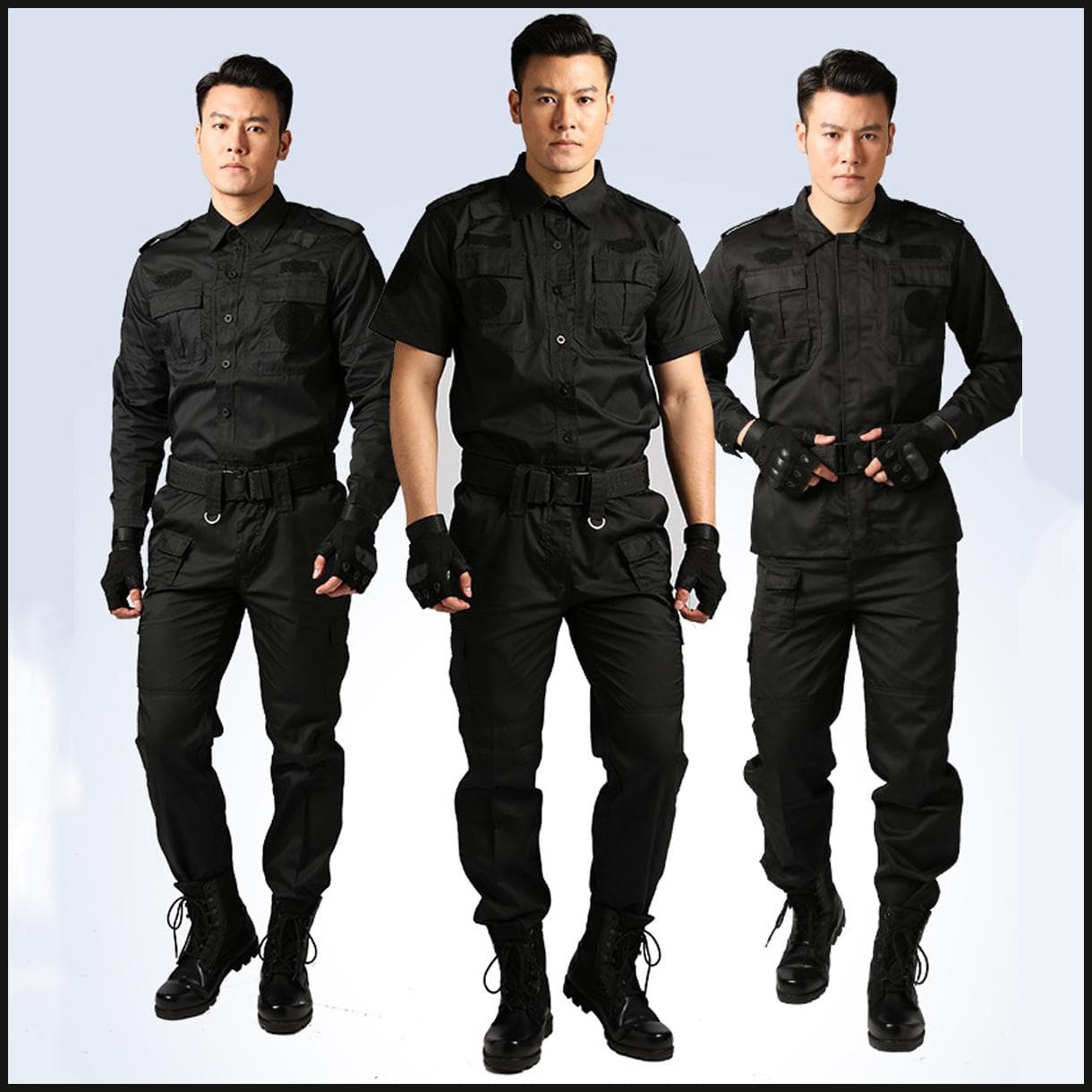 Uniformes negros Uniforme de guardia de seguridad Ropa Taller Entrenamiento al aire libre Impermeable Verano Otoño Manga larga