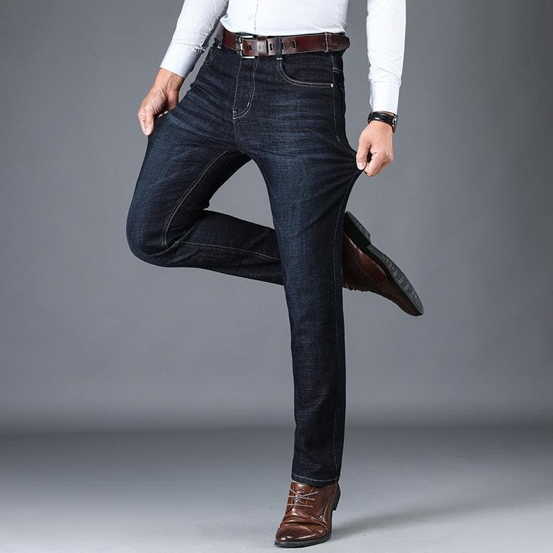 Vaqueros elásticos, vaqueros, pantalones de pierna recta para hombre de cintura alta y suaves cm