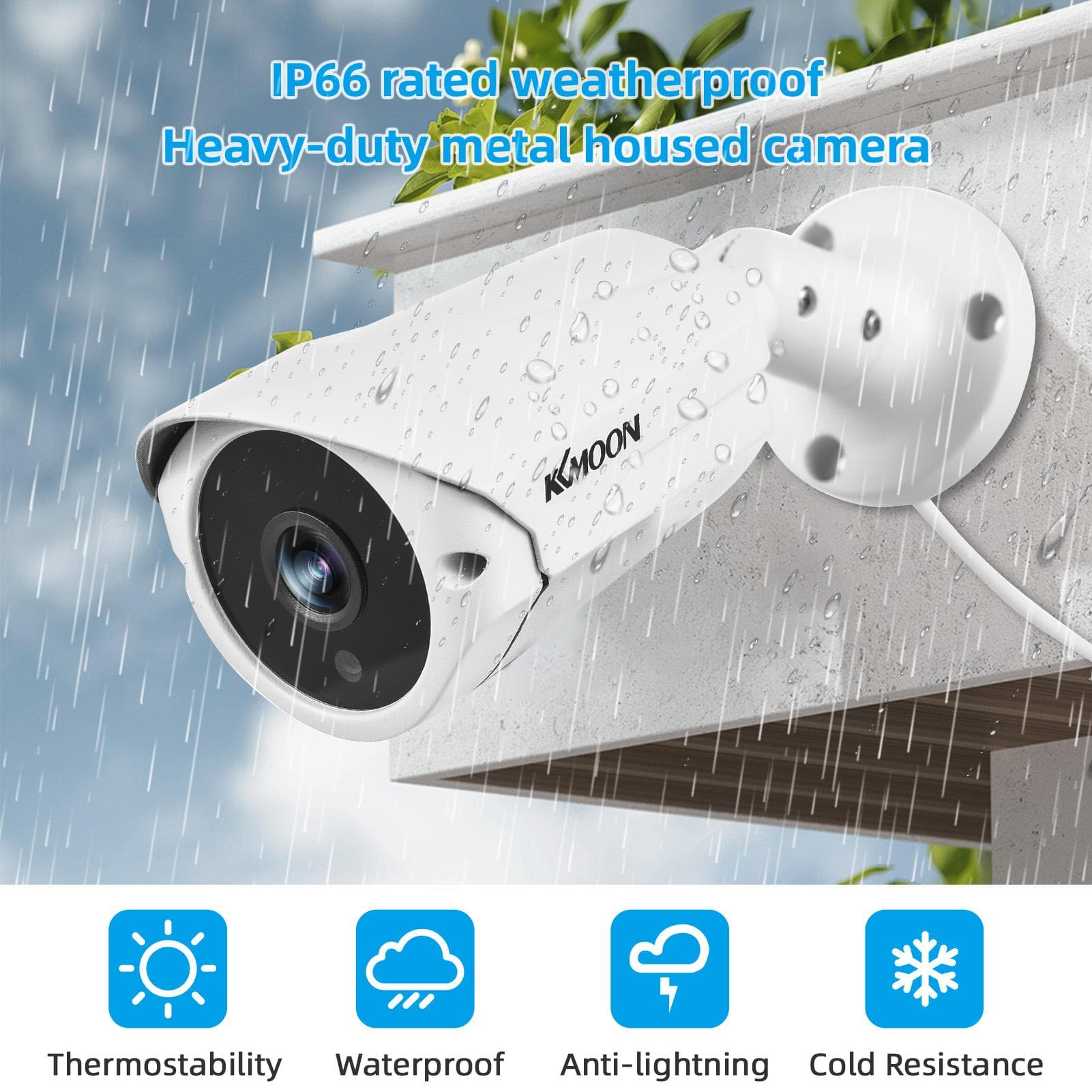 Kkmoon Cámara CCTV 1080P Cámara de seguridad con cable Cámara de monitor interior Visión nocturna por infrarrojos 3,6 mm