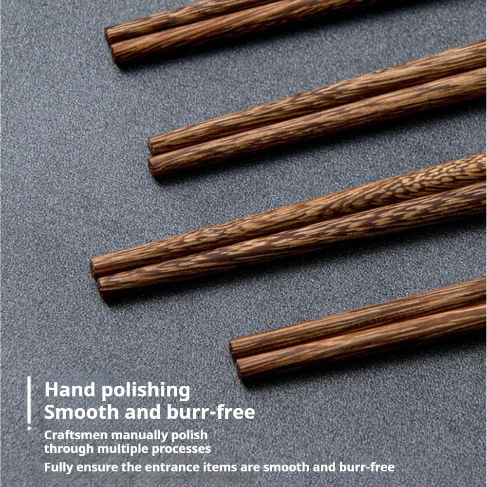 Palillos de Madera Reutilizables Juego de Palillos con Soporte Vajilla Duradera para Sushi Arroz Fideos Juego de Palillos para el Hogar 2 Pares