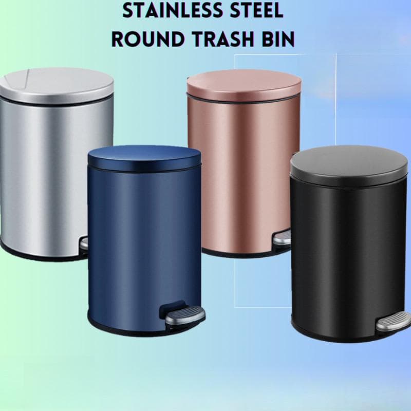 Cubo de Basura Doméstico de Gran Capacidad 6L/8L/12L Cierre Suave Automático Acero Inoxidable Cubo de Basura Diseño Minimalista