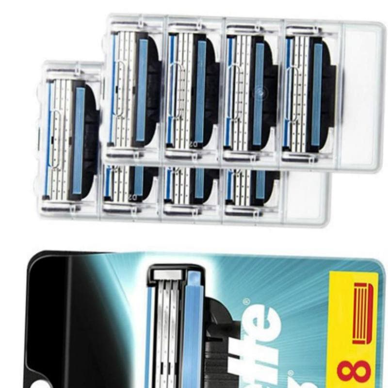 8 Uds Gillettee Mache 3 hojas de afeitar para hombres casetes cartucho de afeitar Mache3 hojas de afeitar azul