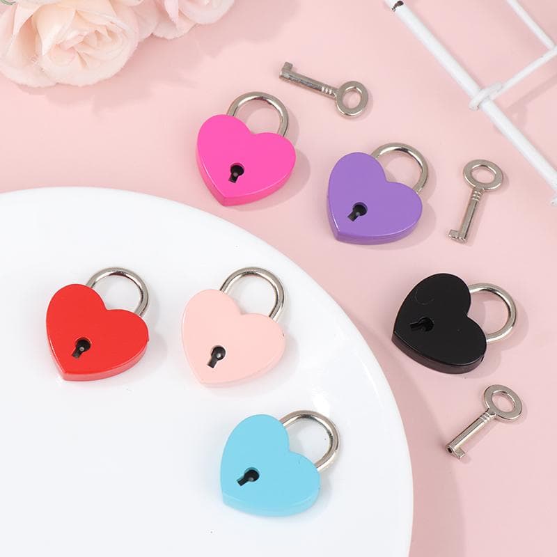 Candado en forma de corazón, cerraduras de Hardware para equipaje con cerradura para joyero, libro diario rojo rosa