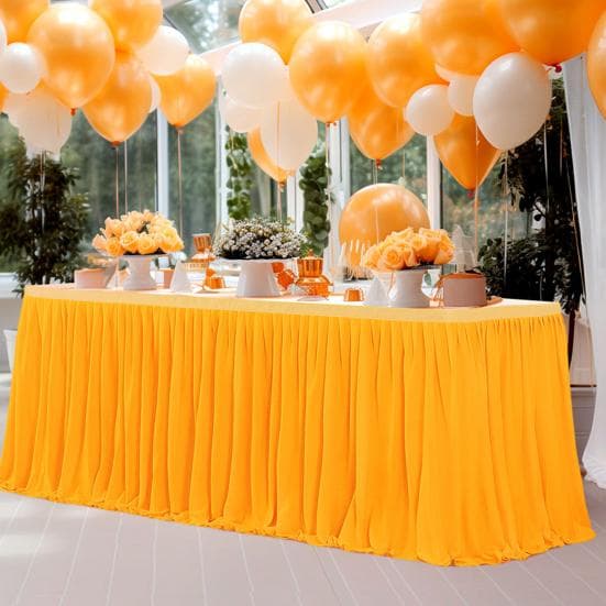 Falda de Mesa de 6 pies para Mesas Rectangulares Mantel Plisado Resistente a las Arrugas Mantel con Volantes Reutilizable para Decoración de Mesa de