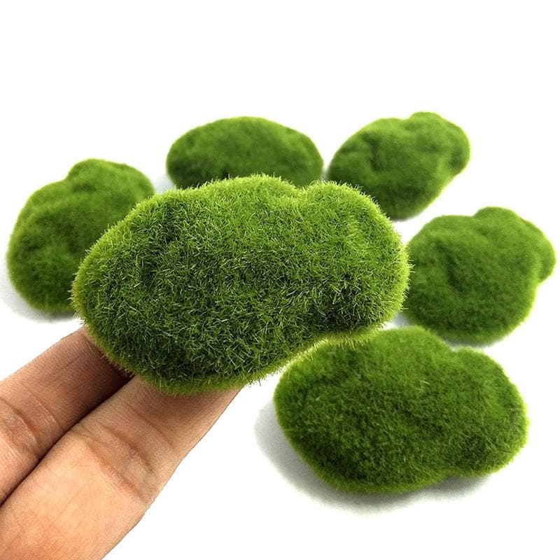 3/6/8/10cm rocas de musgo verde Artificial decorativas piedras cubiertas de musgo verde falso decoración de jardín para el hogar