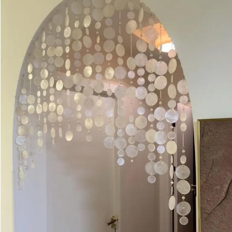 Cortina de Conchas Francesa Cortina Divisoria Dormitorio Baño Carrillón de Viento DIY Navidad Decoración de Boda Cortina de Perlas