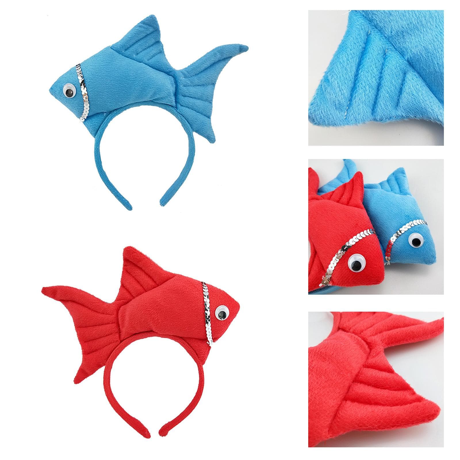 Diadema de Dibujos Animados Unisex Aro para el Cabello con Forma de Pez de Peluche Diadema de Felpa para Fiesta Accesorios de Disfraz Cosplay de Fiest