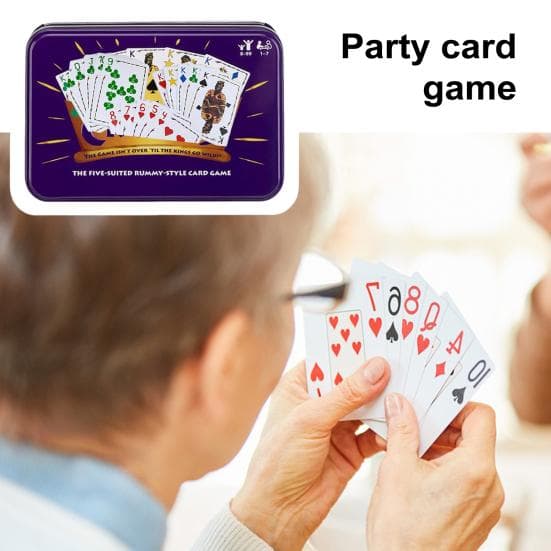 Juego de cartas Five Crowns, estilo rummy, en lata coleccionable, material duradero, juego entretenido de 45 minutos para fiestas
