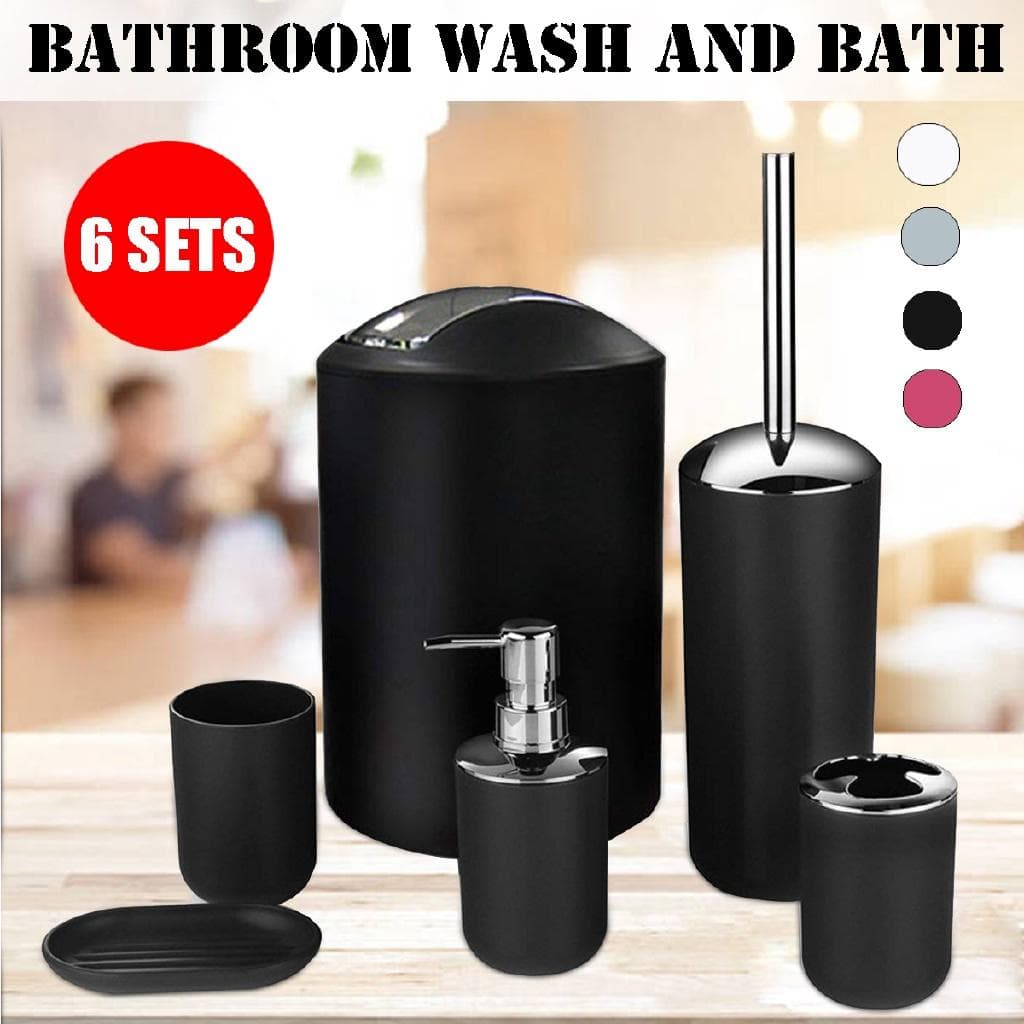 Juego de Lavado de Baño 6 en 1 Baño Cromado Seis Juegos de Dispensador de Jabón/Soporte para Cepillos de Dientes/Vaso/Jabonera Suministros de Baño