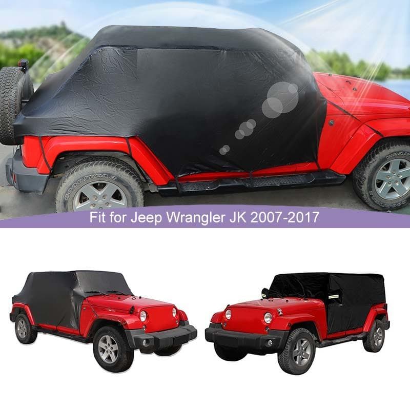 Parasol de Parabrisas Impermeable para Todo Clima Cubierta de Coche de Cuero Apto para Jeep Wrangler JK JL versión 4 Puertas Accesorios Exteriores