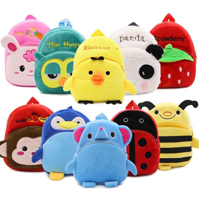 Bonita mochila escolar de juguete de dibujos animados para bebé, con forma de animal, mini mochila de peluche para niños, bolsa de viaje al aire