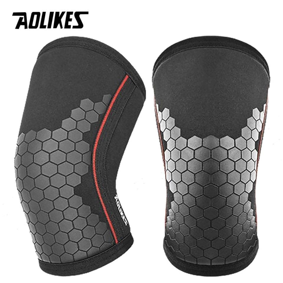 Rodilleras AOLIKES para Levantamiento de Pesas y Powerlifting (Par de 7 mm) Para Hombres y Mujeres - Rodilleras para Levantamiento de Pesas, Sentadill