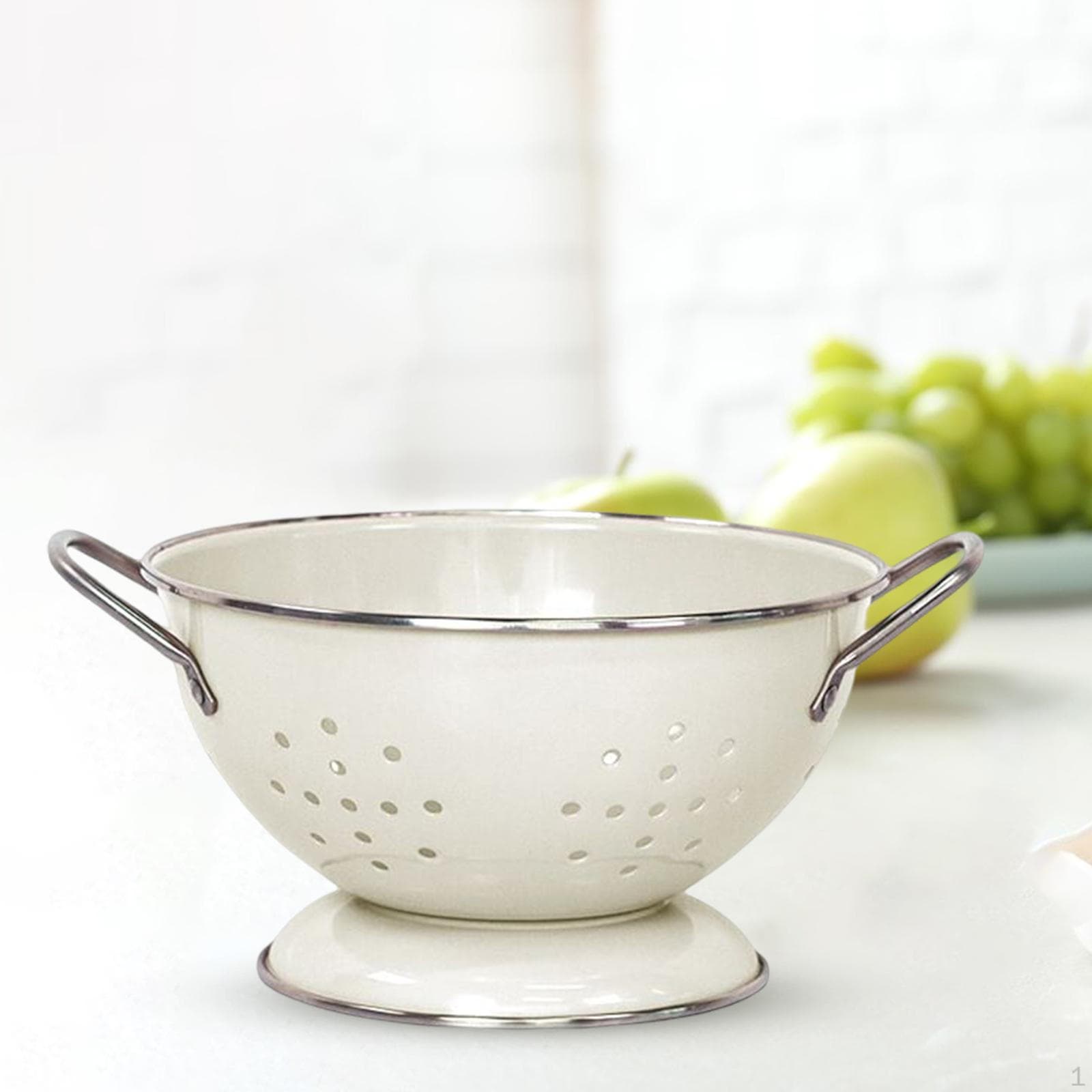 Platos de tazón con colador revestidos de esmalte, platos de frutas autodrenantes de estilo vintage, Metal