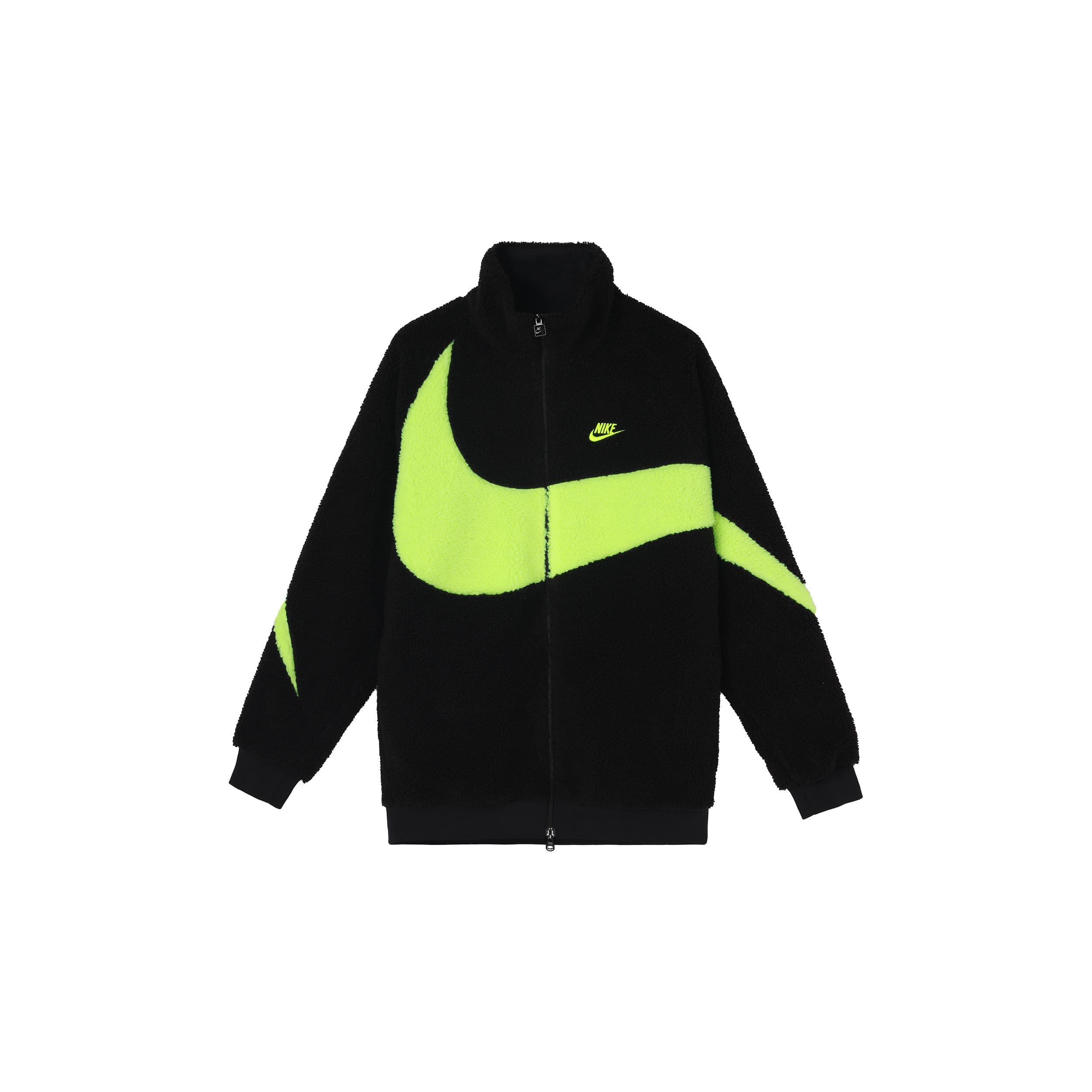 Chaqueta Boa Reversible Nike Big Swoosh (Talla asiática) Negro/Neón Hombre Ropa de Abrigo BQ6546-017 cm