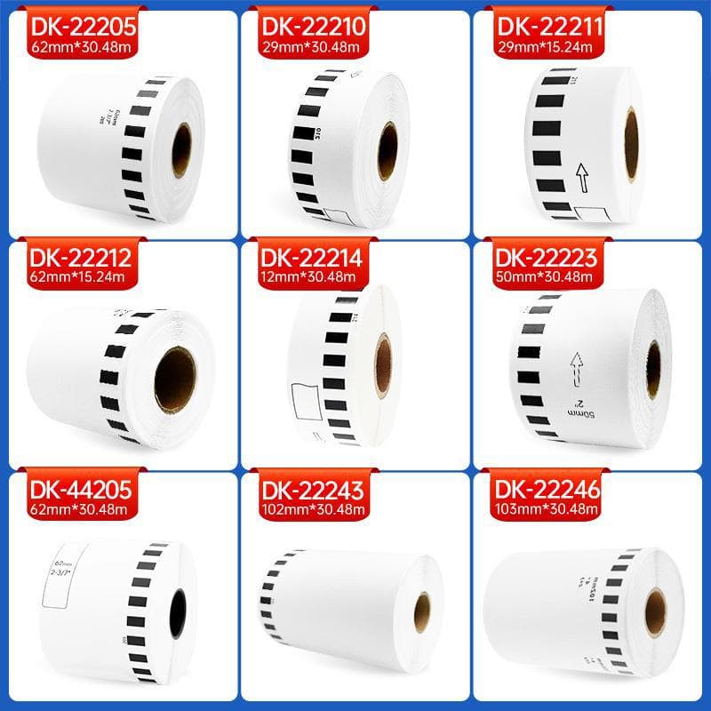 Impresora de etiquetas térmicas Brother QL-700/800 con etiquetas autoadhesivas DK-22205 resistentes al agua