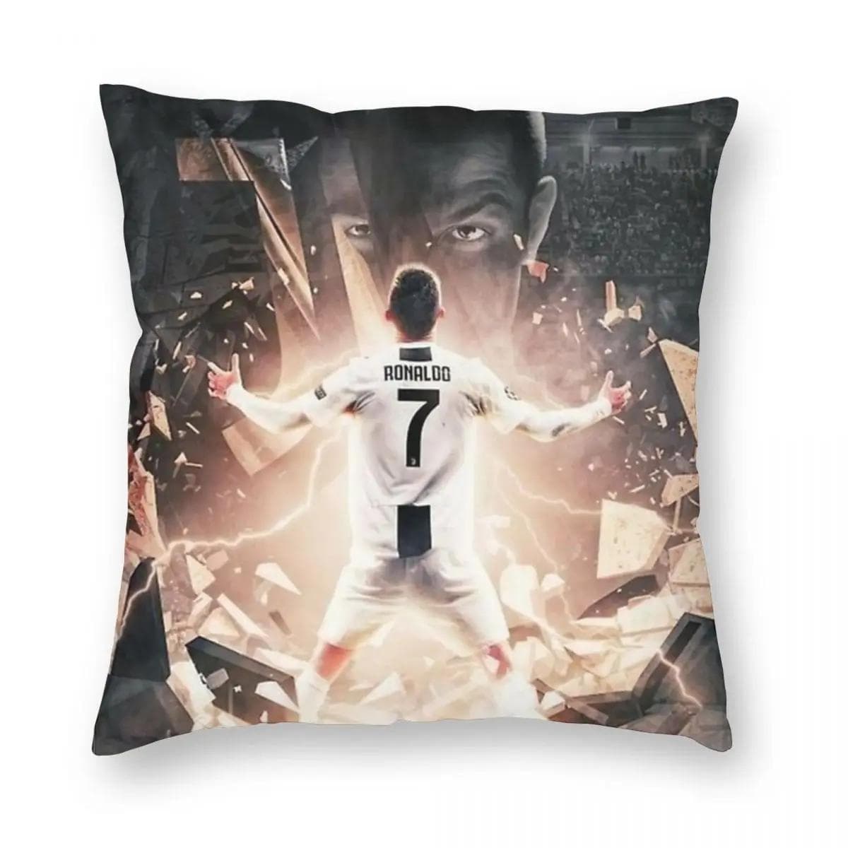 Funda de Almohada de Fútbol de Ronaldo Funda de Cojín de Poliéster Suave Decorativa para el Hogar con Cremallera beige