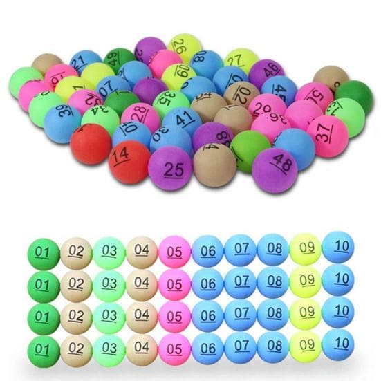 50 Piezas Número 1-200 Color Surtido Lucky Dip Juego Lotería Bolas de Ping Pong