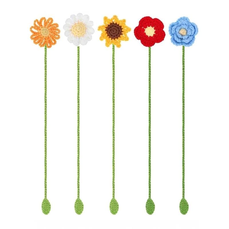 5 Piezas Marcadores de Página de Flores de Ganchillo Marcadores de Página de Margaritas Tejidas Marcadores de Lectura Marcadores de Página