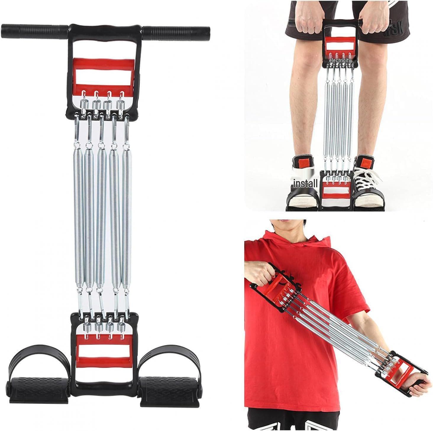 Extractor de muelles 3 en 1: Expansor de Pecho y Entrenador de Pedal Multifunción para Fitness