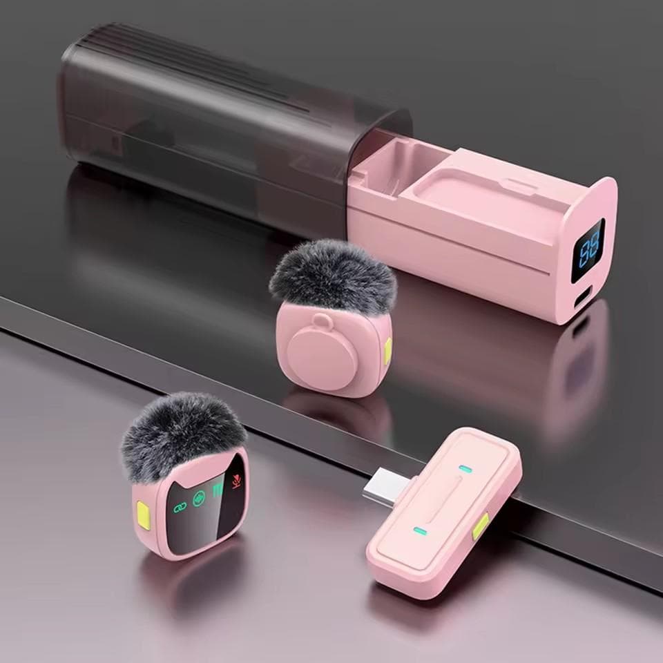 Mini Micrófono Inalámbrico Profesional con Estuche de Carga con Cajón para IPhone Android Micrófono Lavalier Dual para Grabación de Video color
