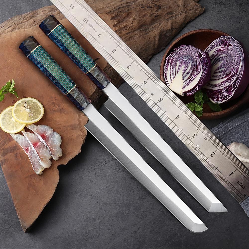 Cuchillo de Sashimi Hoja de un Solo Filo Acero 10Cr15MoV Hachuela de Chef Cortador de Pescado Carne Jamón Sushi Cuchillo de Cocina Japonés