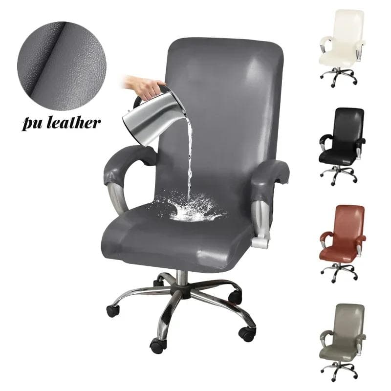 Funda Impermeable para Sillón de Oficina, Elástica de Cuero PU, Fundas para Silla de Ordenador, Funda Gruesa para Silla Giratoria
