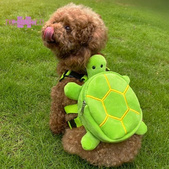 Mochila con arnés para perros con hebilla de liberación rápida, bolsa de transporte ajustable con forma de tortuga de dibujos animados para