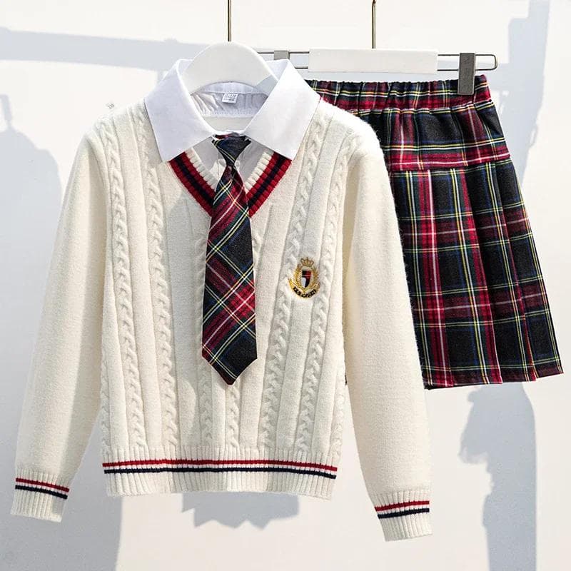 Conjunto de dos piezas de uniforme escolar de otoño para niñas, ropa escolar para niños, ropa para niñas de secundaria, uniformes escolares 120cm