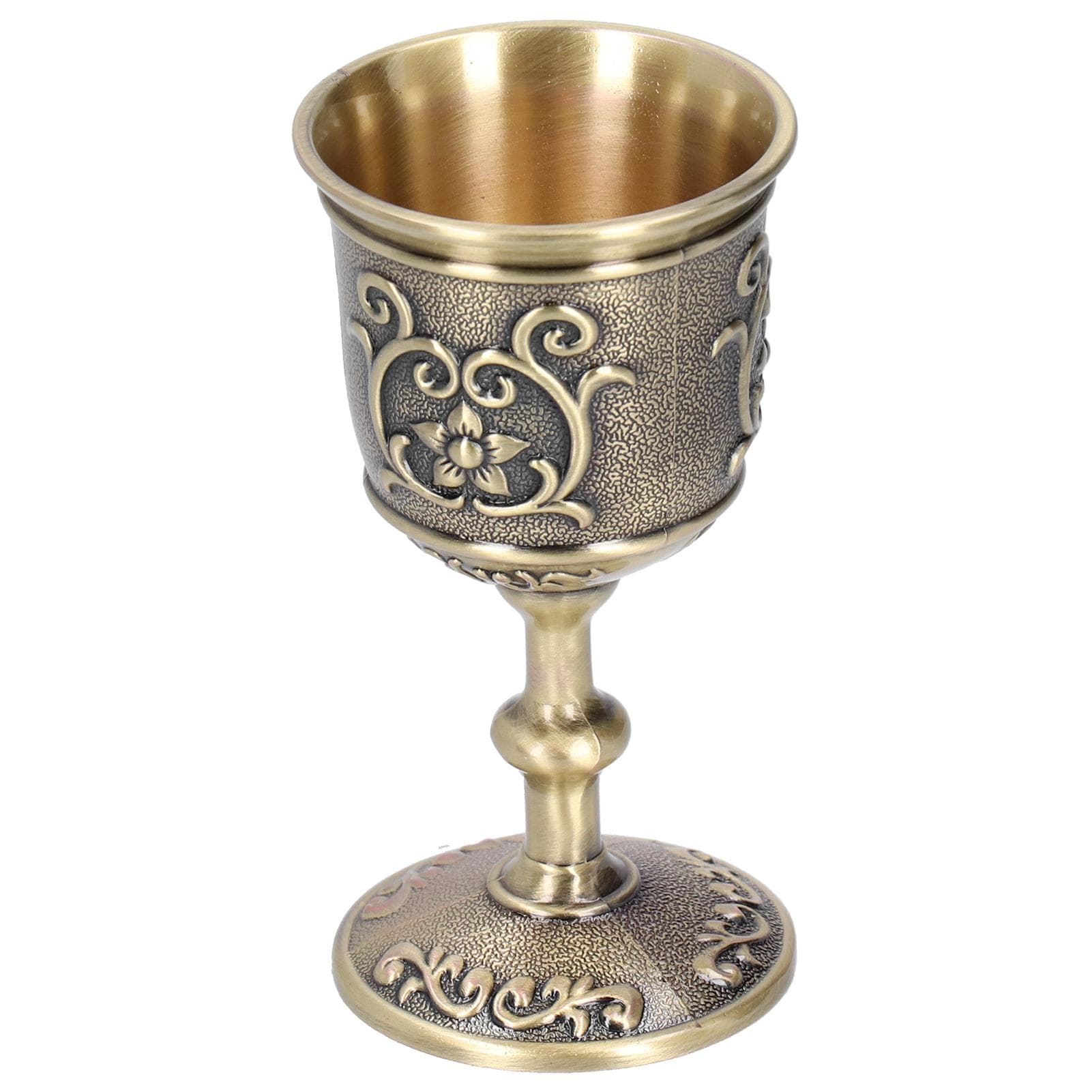 Copa de Vino de Bronce Copa Vintage Repujada Cáliz Real Europeo Suministros para Fiesta Bebida WhiskyL