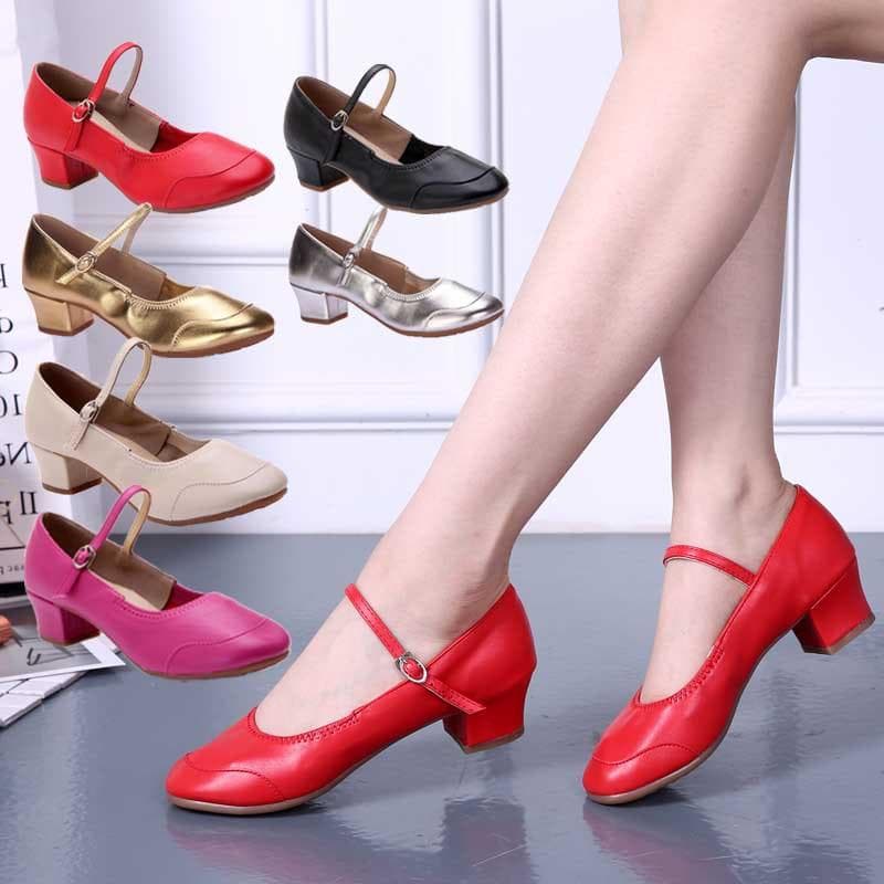 Zapatos de baile de suela suave para mujer Zapatos Mary Jane de tacón medio cm plata