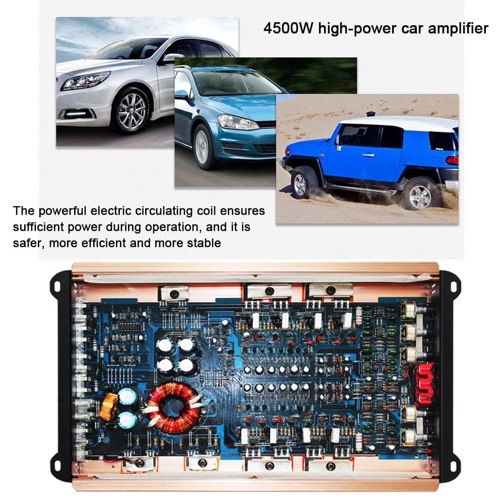 Amplificador de potencia de 4 canales de 4500 W de alta potencia. Amplificador de potencia estéreo para automóvil de cuatro vías y 12,0 V oro